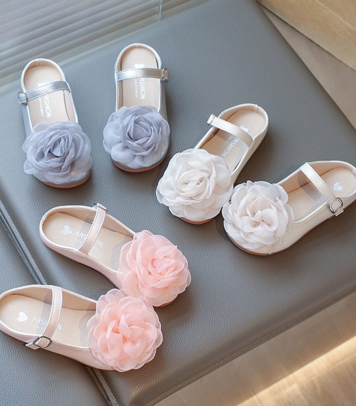 Girls flower flat shoes all colors pink white blue – kids shoes Bangladesh